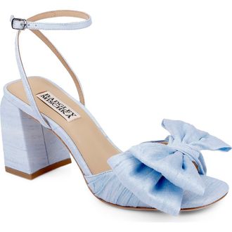 Badgley Mischka Olani Platform Ankle Strap Sandal in Blue Silk at Nordstrom, Size 6.5