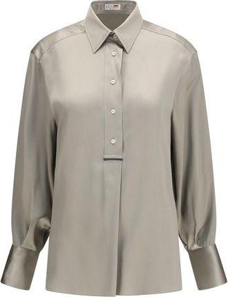 Brunello Cucinelli Bicolor Silk Womens Shirt