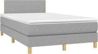vidaXL Vidaxl - Cama Box Spring Con Colch&oacute;n Tela Y Led Gris Claro 120x200 Cm