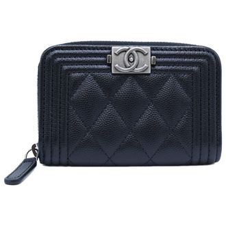Chanel Black Grained Calfskin Coin Purse/Coin Case (Pre-Owned)