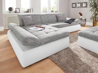 Domo Collection Ecksofa »PB Moric wahlweise mit Bettfunktion + Armteilverstellung, L-Form« im XXL-Format, B/T/H:300/172/80 cm, feine Steppung