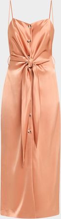 Nanushka Sayan Draped Satin Midi Dress