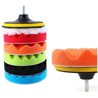 Trade Shop Trade Shop - Kit De 6 Esponjas De Disco De Pulido De Velcro Con Adaptador De Pulido De Autom&oacute;viles 3 5 6 - -di&aacute;metro 6