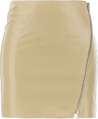 Isabel Marant Zip-Up Leren Rok - Dames - Leren & Su&egrave;de rokken - Beige - 2XS - Leer - Rokken