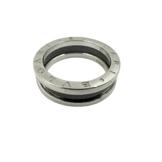 Bulgari Silver Black Ceramic Silver 925 Band Ring (Pre-Owned)