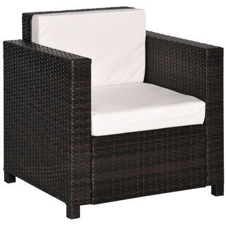 OUTSUNNY Garden Patio Rattan Wicker Furniture Single Cube Chair Sofa Outdoor Brown - Outsunny | TJ Hughes
