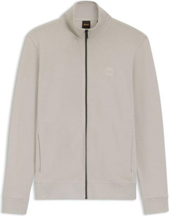 BOSS Cotton-jersey jacket with logo badge