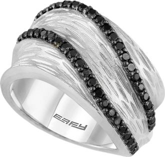 Effy Sterling Silver Black Diamond Wide Band Ring at Nordstrom Rack, Size 7