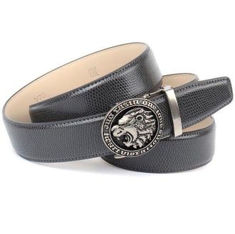 Anthoni Crown Lederg&uuml;rtel ANTHONI CROWN, Herren, Gr. 90, grau, Leder, gepflegt, gepr&auml;gt, gepr&auml;gtes Muster, leicht gl&auml;nzend, G&uuml;rtel Lederg&uuml;rtel