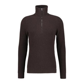 Profuomo Half Zip Pullover - Heren - Coltruien - Bruin - XL - Wol - Truien & Vesten