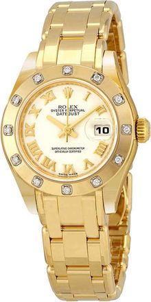 Rolex Lady-Datejust Pearlmaster White Dial 18K Yellow Gold Automatic Ladies Watch 80318WRPM