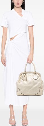 Prada Womens Pre-owned Vitello Daino Frame Tote - Ivory Leather - One Size