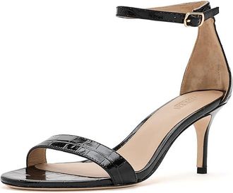 Lauren Ralph Lauren Allie Mid-Heels Crocodile-Embossed Sandals Womens Sandals Black : 7.5 B - Medium, Leather