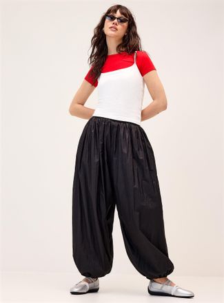 Twik Womens Crinkled fabric barrel-leg jogger