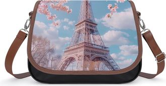 Generic Paris Eiffel Tower Flower Crossbody Bags for Women Shoulder Messenger Bag Purse Handbags