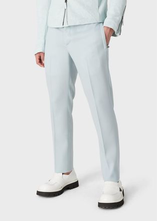 Emporio Armani Mens Trousers in Light Blue Wool - Size 36W/32L