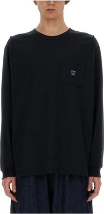 Needles L/S Crew Neck Tee - Poly Jersey - Heren - Longsleeves - Zwart - S - Tops