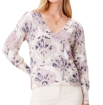Nic+Zoe Falling Fans Sweater In Purple Multi