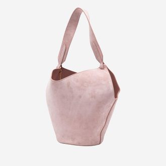 Khaite Womens Shoulder Bag Lotus Mini Suede Pink Baby Calfskin
