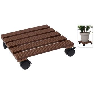 Progarden Soporte Con Ruedas Para Plantas Cuadrado Marr&oacute;n 29x29 Cm Progarden