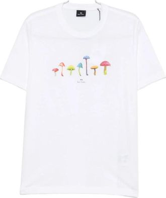 Paul Smith T-shirt met paddenstoelenprint - Heren - T-shirts - Wit - XL - Katoen - Tops