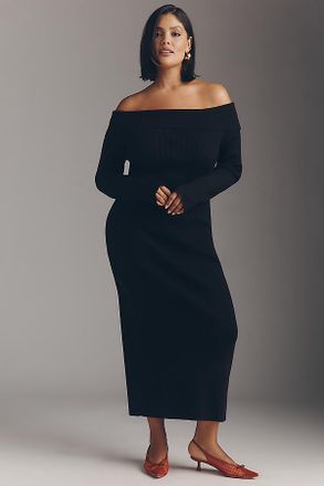 Glamorous Petite Off-Shoulder Knit Midi Dress