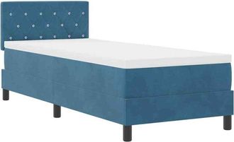 vidaXL Box Spring Bed with Mattress Dark Blue 80 x 200 cm Velvet vidaXL