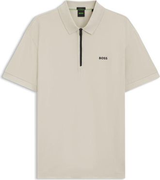 BOSS Zipper-neck polo shirt in cotton-blend jersey