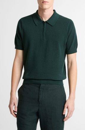 Vince Piqu&eacute; Zip Polo in Seaweed at Nordstrom, Size Xx-Large