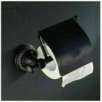 OEM Portarrollos De Papel Higi&eacute;nico Con Tapa, Acabado En Lat&oacute;n Antiguo Cepillado (negro)