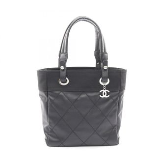 Chanel Black Coated Canvas Handbag Tote Bag (Pre-Owned)