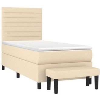 vidaXL Cama Box Spring Con Colch&oacute;n Tela Color Crema 90x200 Cm Vidaxl