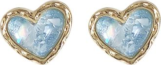 Generic Gold Plated Sterling Silver Heart Earrings Womens Delicate Earrings Stone Stud Post Earrings (gold, One Size)