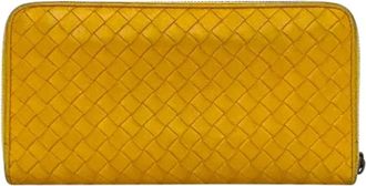 Bottega Veneta Tweedehands leren portemonnees - Dames - Vintage Accessoires - Geel - ONE Size - Vintage