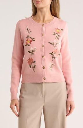 T Tahari Embroidered Cardigan in Pink at Nordstrom Rack, Size X-Small