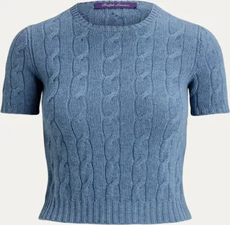 Ralph Lauren Collection Cable-Knit Cashmere Cropped Sweater