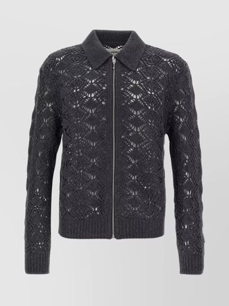 Jil Sander collared wool cardigan with textured knit