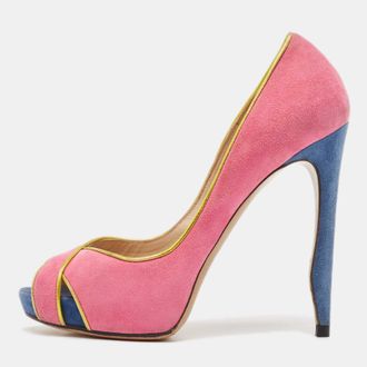 Nicholas Kirkwood Multicolor Suede And Leather Crisscross Peep Toe Pumps