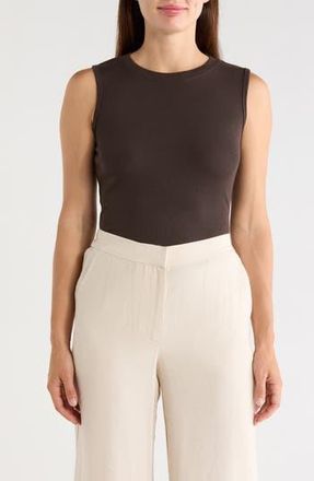 T Tahari Crewneck Ribbed Tank in Chocolate at Nordstrom Rack, Size X-Large