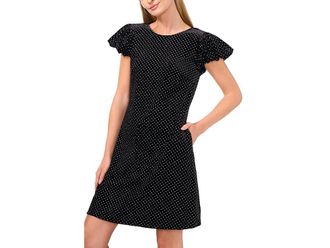 CeCe by Cynthia Steffe Velvet Bubble Sleeve Dress Womens Dress Rich Black : LG, Polyester/Spandex