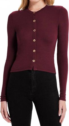Goldie London Wide Rib Crop Cardigan In Bordeaux
