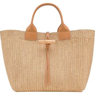 Longchamp Large Le Roseau Raffia Tote in Vegetal at Nordstrom