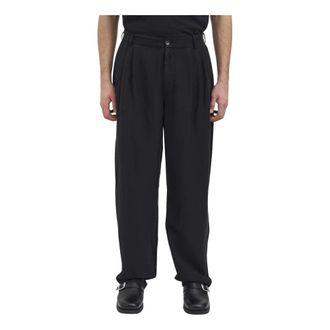 Andrea Ya'aqov Straight Trousers, male, Black, Size: S Pantalone in Viscosa e Lino