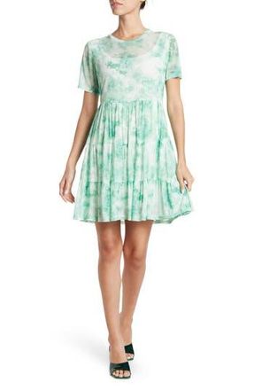 By Design Cate Floral Print Tiered T-Shirt Dress in Sage Tie Dye at Nordstrom Rack, Size X-Small