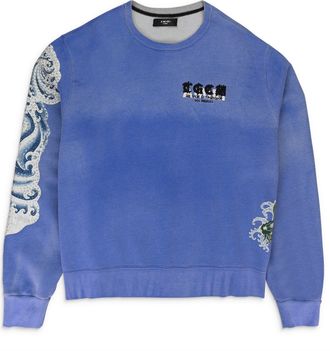 Amiri T. G.C. W. CRYSTAL KOI WAVE BLUE SWEATSHIRT