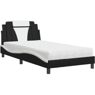 vidaXL Vidaxl - Cama Con Colch&oacute;n Cuero Sint&eacute;tico Negro Y Blanco 100x200 Cm