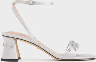 Charles & Keith Recycled Polyester Beaded Heeled Sandals