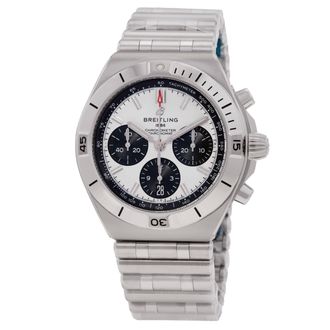 Breitling Chronomat Chronograph Automatic Chronometer Silver Dial Mens Watch AB0158101A1A1