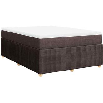 vidaXL Cama Box Spring Con Colch&oacute;n Tela Marr&oacute;n Oscuro 140x190 Cm Vidaxl