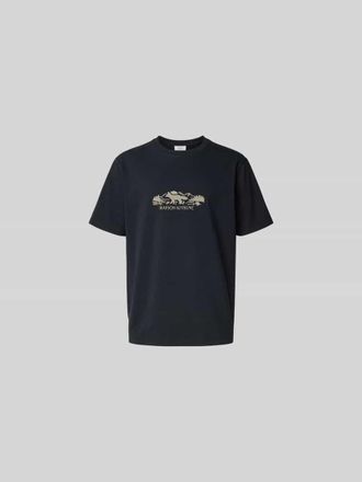 Maison Kitsun&eacute; T-Shirt mit geripptem Rundhalsausschnitt in Black, Gr&ouml;&szlig;e M